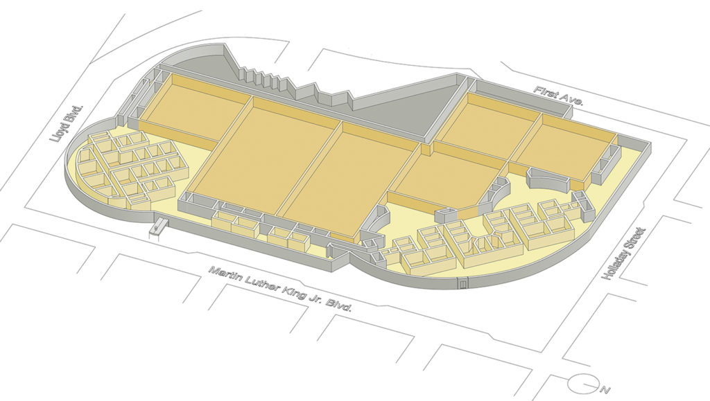 Plan of the first floor of the Oregon Convention Center