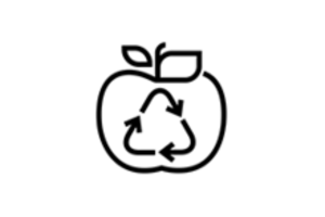 Graphic of a recycling symbol inside of an apple representing composting