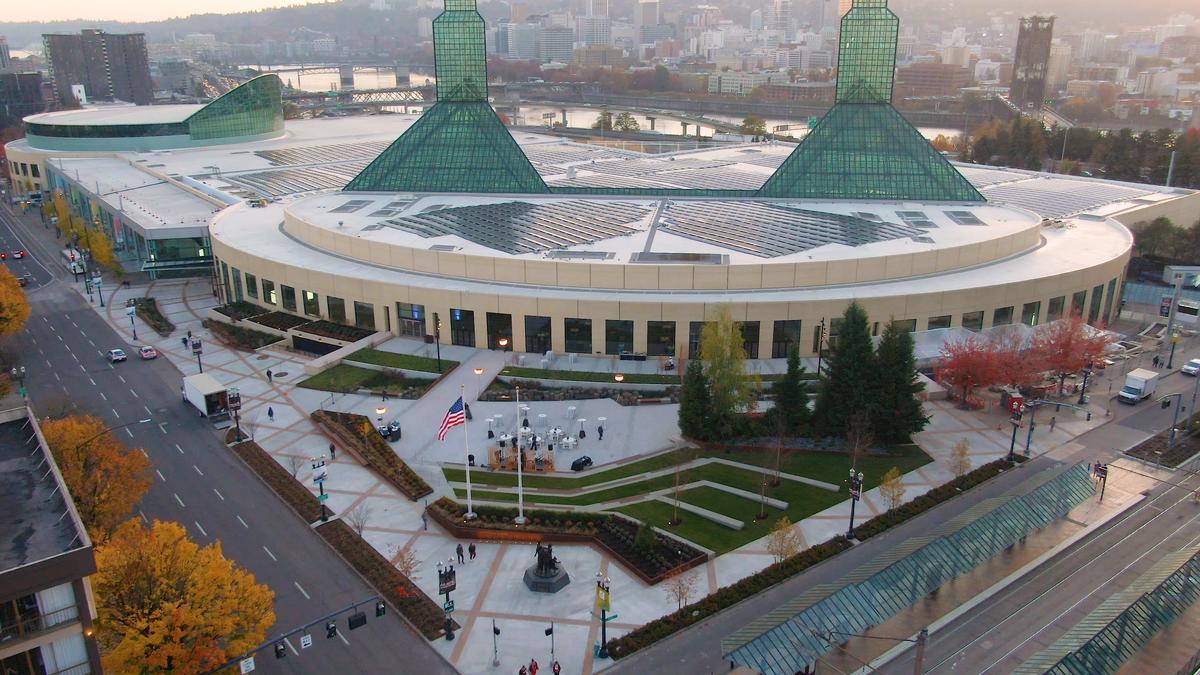 Oregon Convention Center Exterior Renovation MLK Entrance Drone Photo