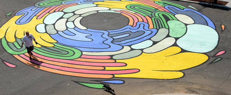 photo of colorful street painting in the Lloyd neighborhood