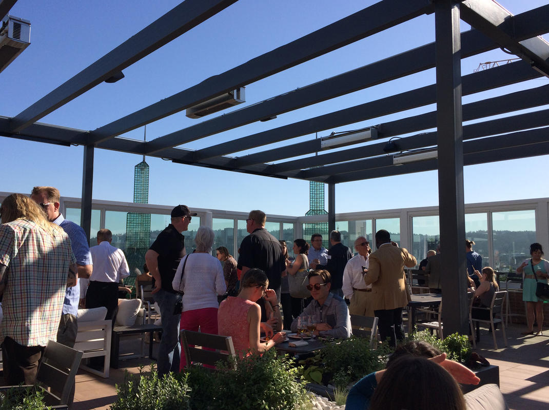 photo of a rooftop gathering