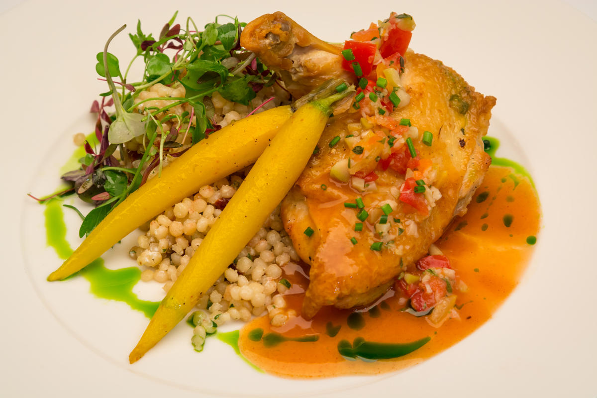 photo of a chicken breast catered meal