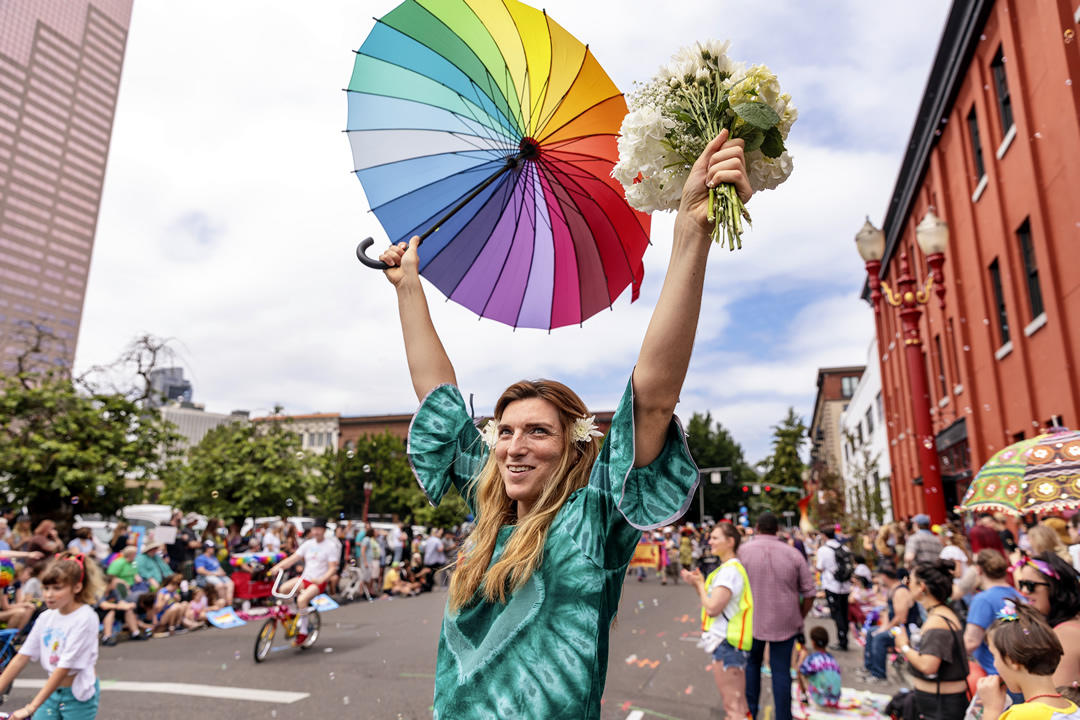 photo of person at Portland Pride Parade