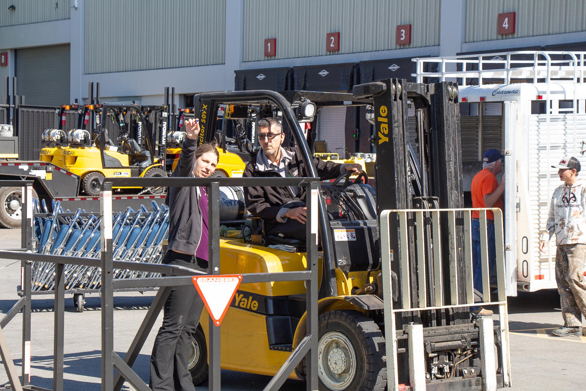 Nancy Nordman, Waste Reduction Specialist for the Oregon Convention, helps coordinate the donation of thousands of chairs to area non-profits.