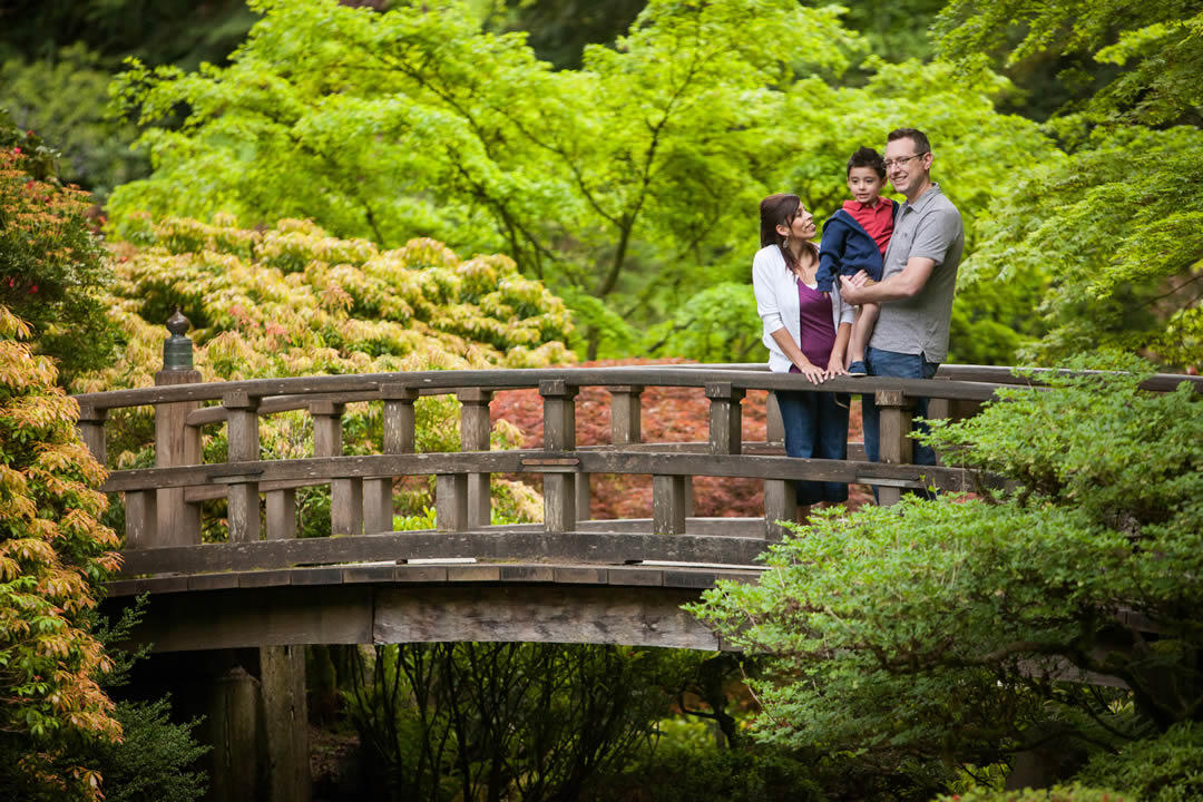 photo of a family on the Moonbridge in Portland