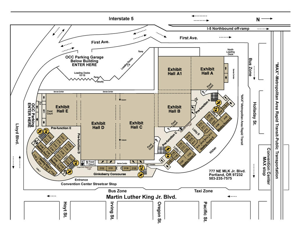 Occ Level 1 Floorplan Elevators Escalators Jpg Oregon Convention