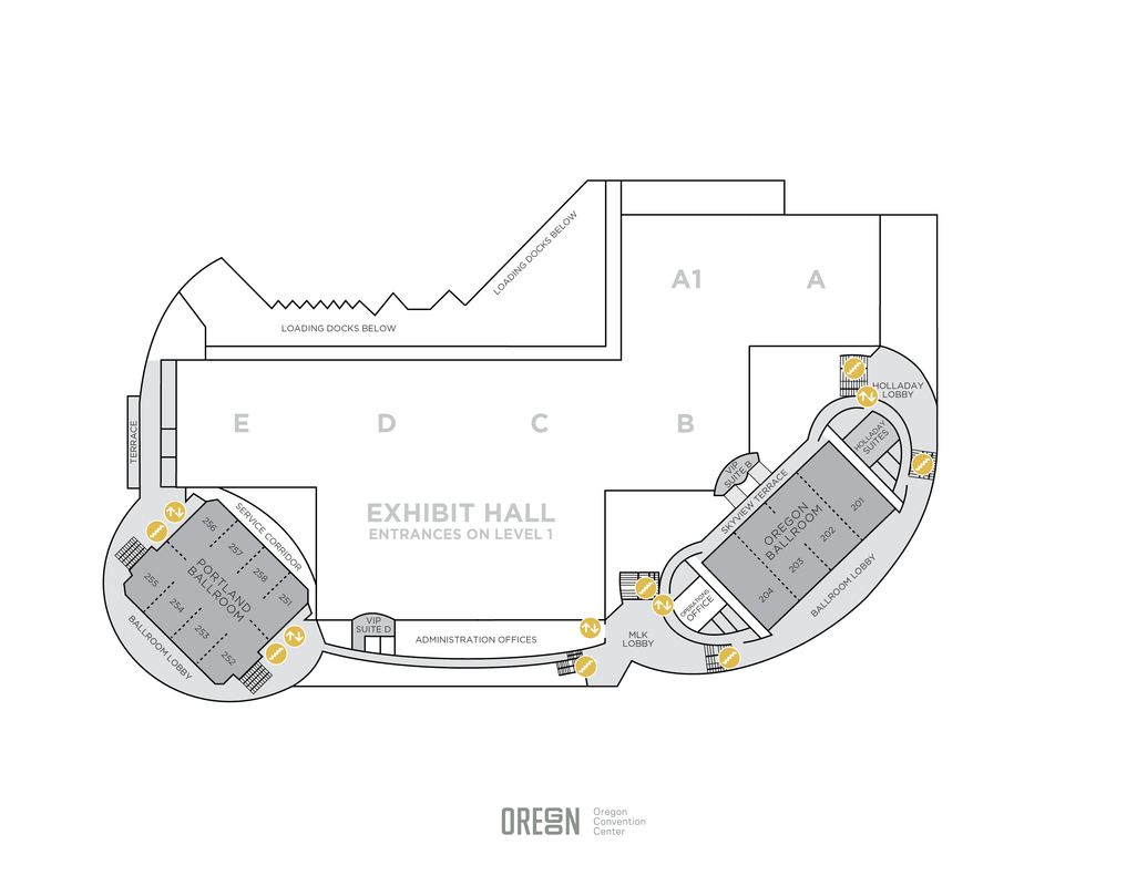 Elevators and Escalators on Level 2