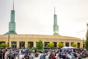 A lively outdoor gathering.