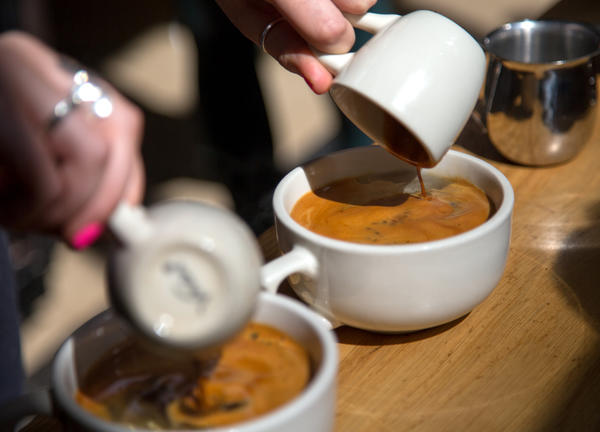 photo of a Portland barista pouring coffee