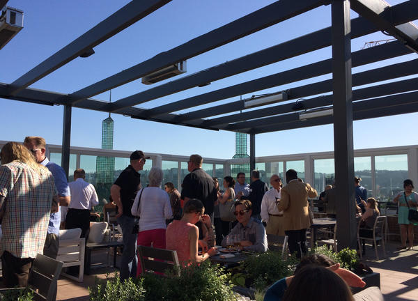 photo of a rooftop gathering