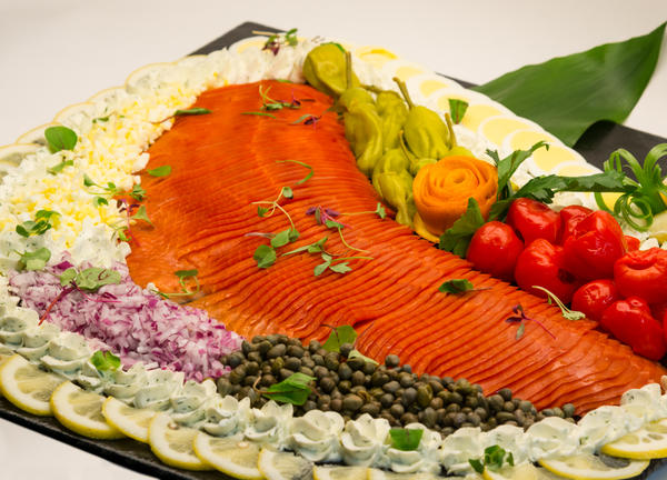 photo of a smoked salmon platter