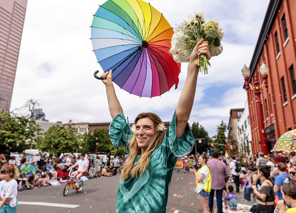 photo of person at Portland Pride Parade