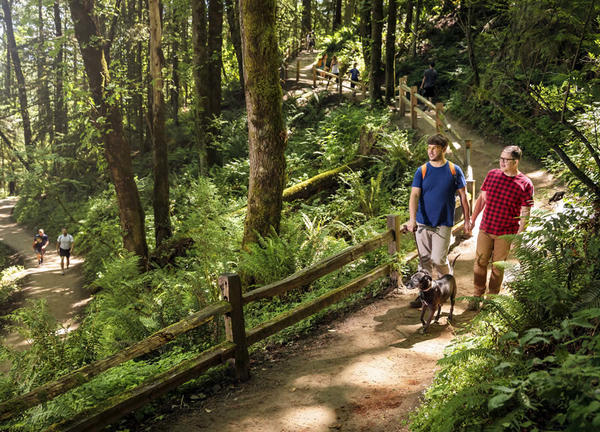 photo of people hiking in a Portland park