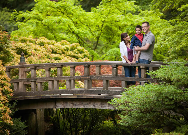 photo of a family on the Moonbridge in Portland