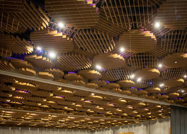 The Oregon Ballroom Ceiling with Purple Lights