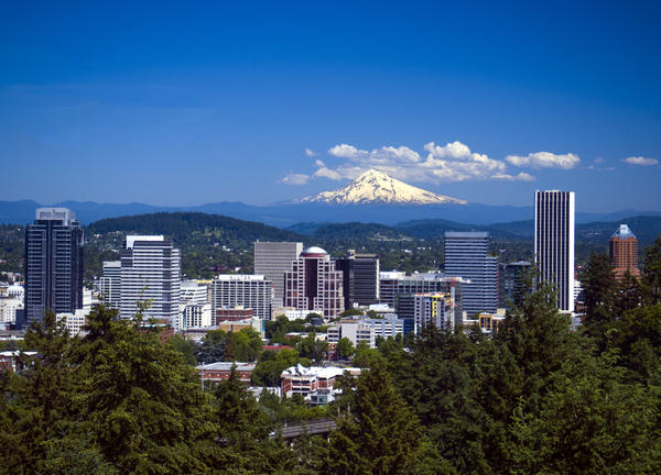 photo of Mount Hood from Portland hilltop