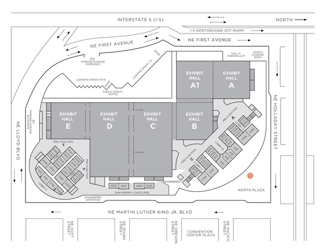 Map of Food Trucks at the North Plaza on Level 1